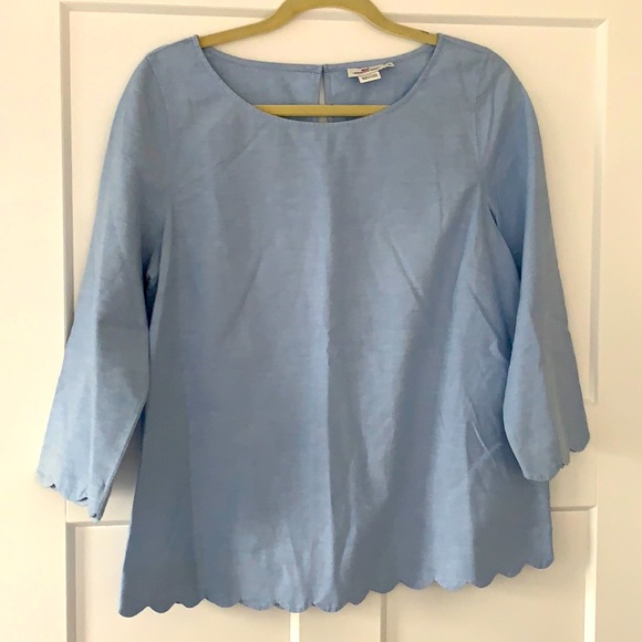 Vineyard Vines Tops - Vineyard Vines Oxford Scalop Coastline Top